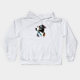 Watercolor Portrait of Border Collie Dog Kids Hoodie